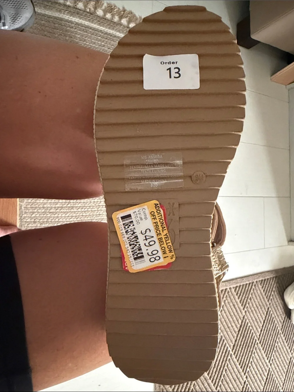 Mix No. 6 Woven Tan Espadrille T-Strap Sandals w. Box